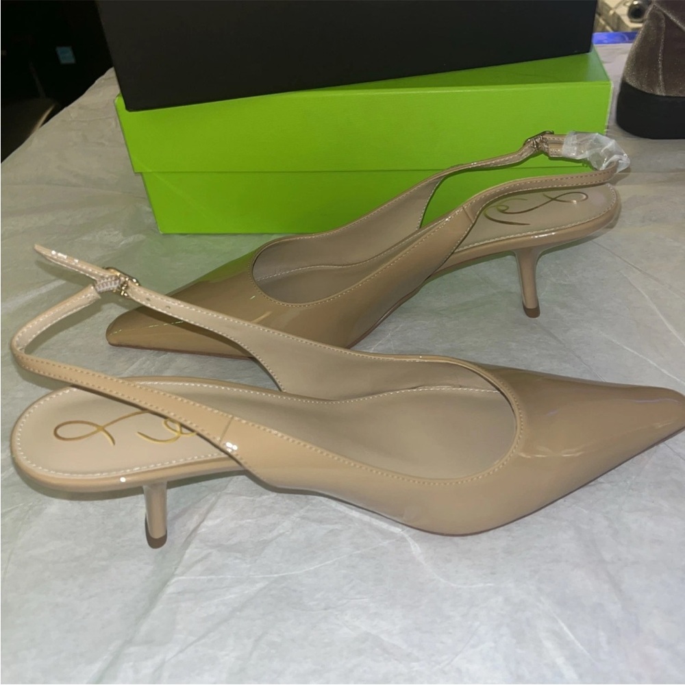 Sam Edelman Womens Bianka Sling Beige Kitten Heels Msrp $149  11 M New